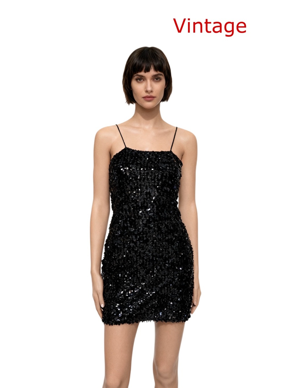 VINTAGE Black sequin mini dress